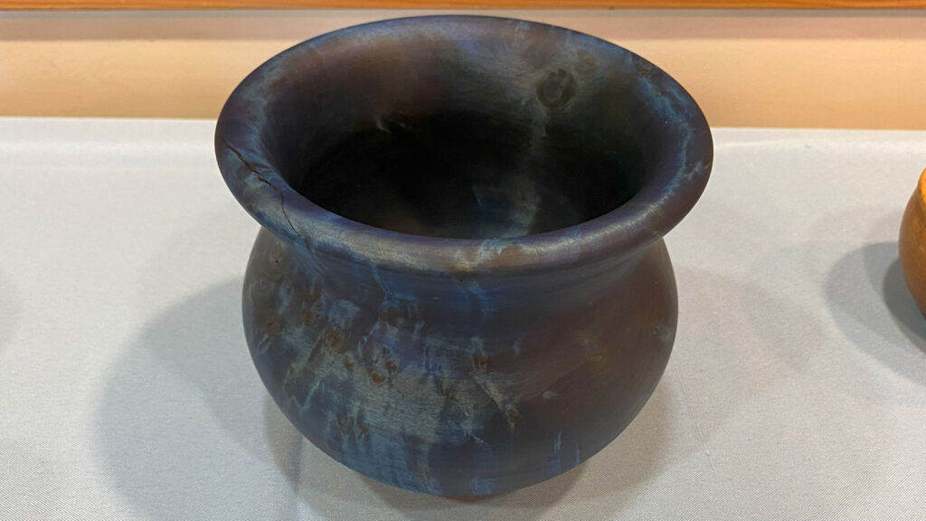 Nate Segraves: silver maple vase that was dyed blue.