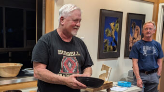 Jim Koren presents a turned bowl