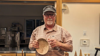 Jim Koren turned a bowl from a pepperwood