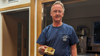 Tom Gaston turned a nut bowl with wings