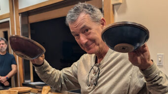 Jon Bishop turned maple and walnut bowls