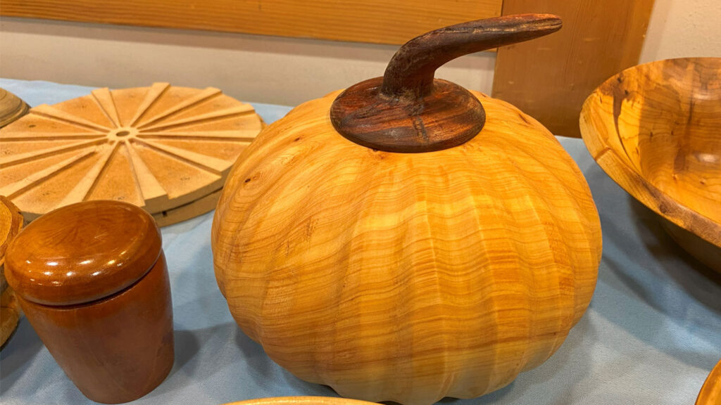 Turned and carved pumpkin by Kelly Smith