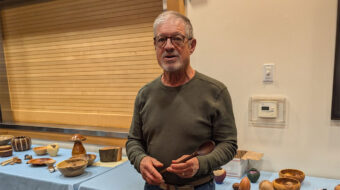 Jerri Galli shows his turned and carved spoon