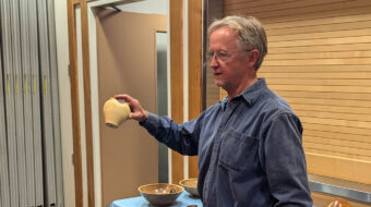 Tom Gaston shows a turned vase