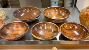 Five salad bowls