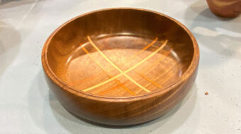 Walnut bowl with inlay