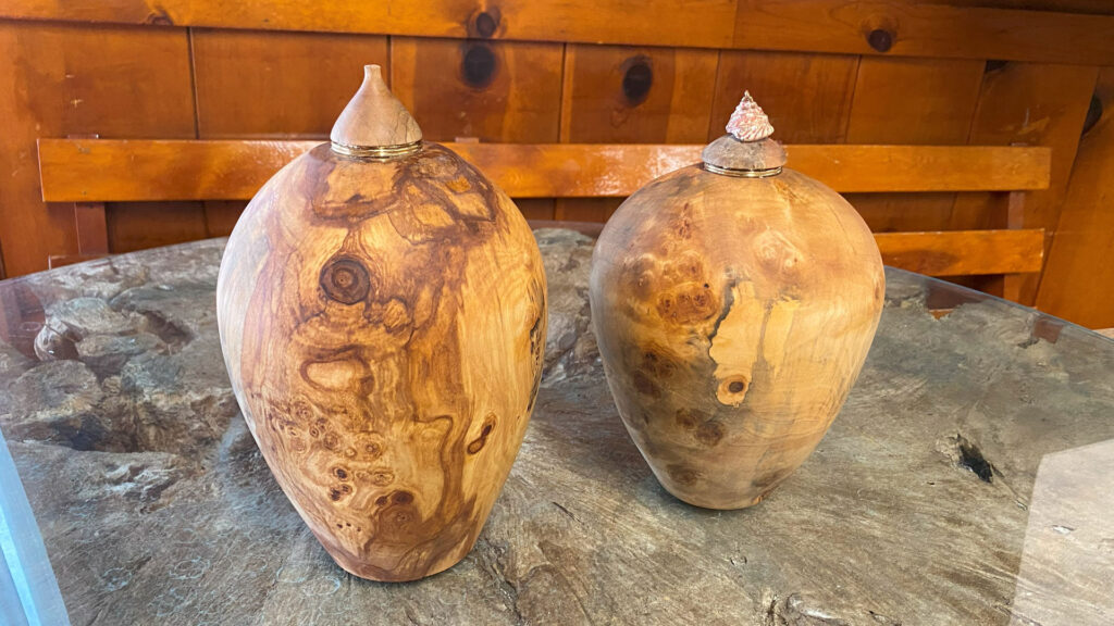 Two birch urns