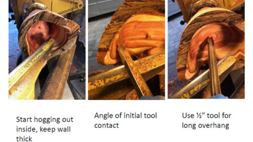 Hollowing a bowl. Content for Woodturners Newsletter.