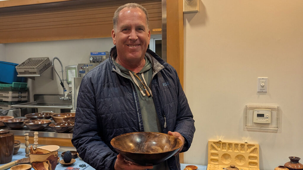 Dan Boehmke turned a large salad bowl.