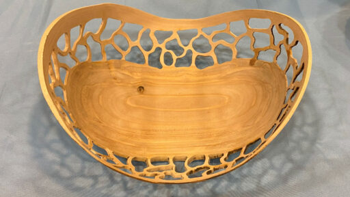 Turned and carved birch bowl by David Vannier