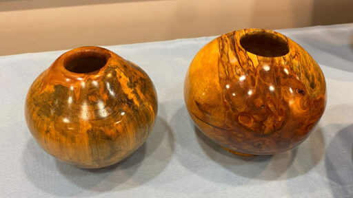 Two birch hollowforms by Dottie Bang