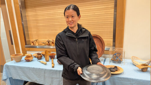 Tina turned and charred a large platter