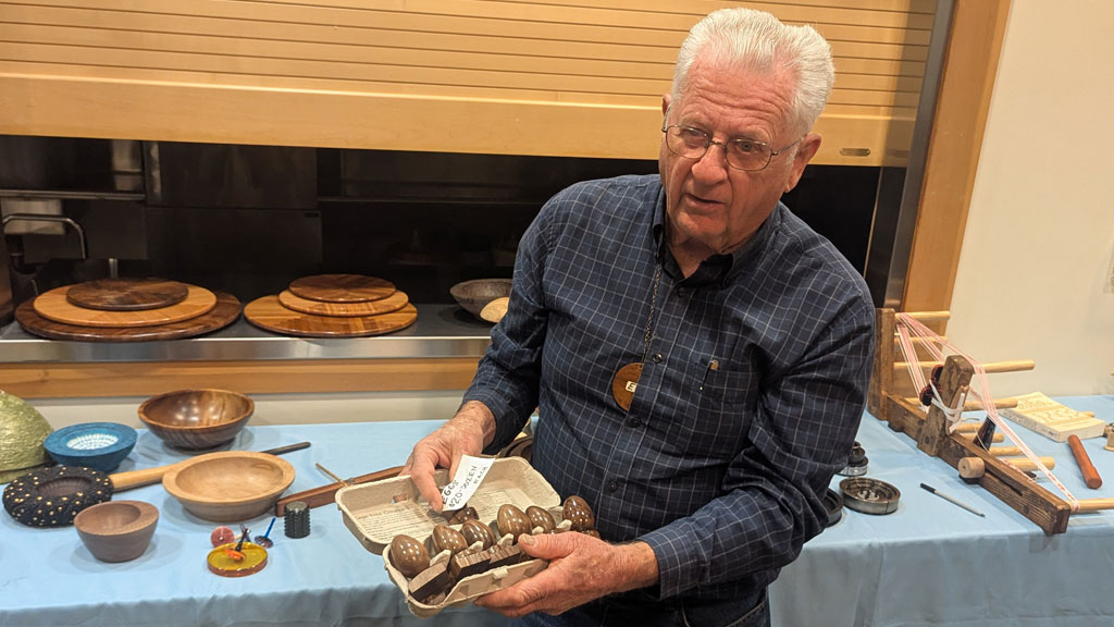 Ed Howes turned a dozen walnut eggs