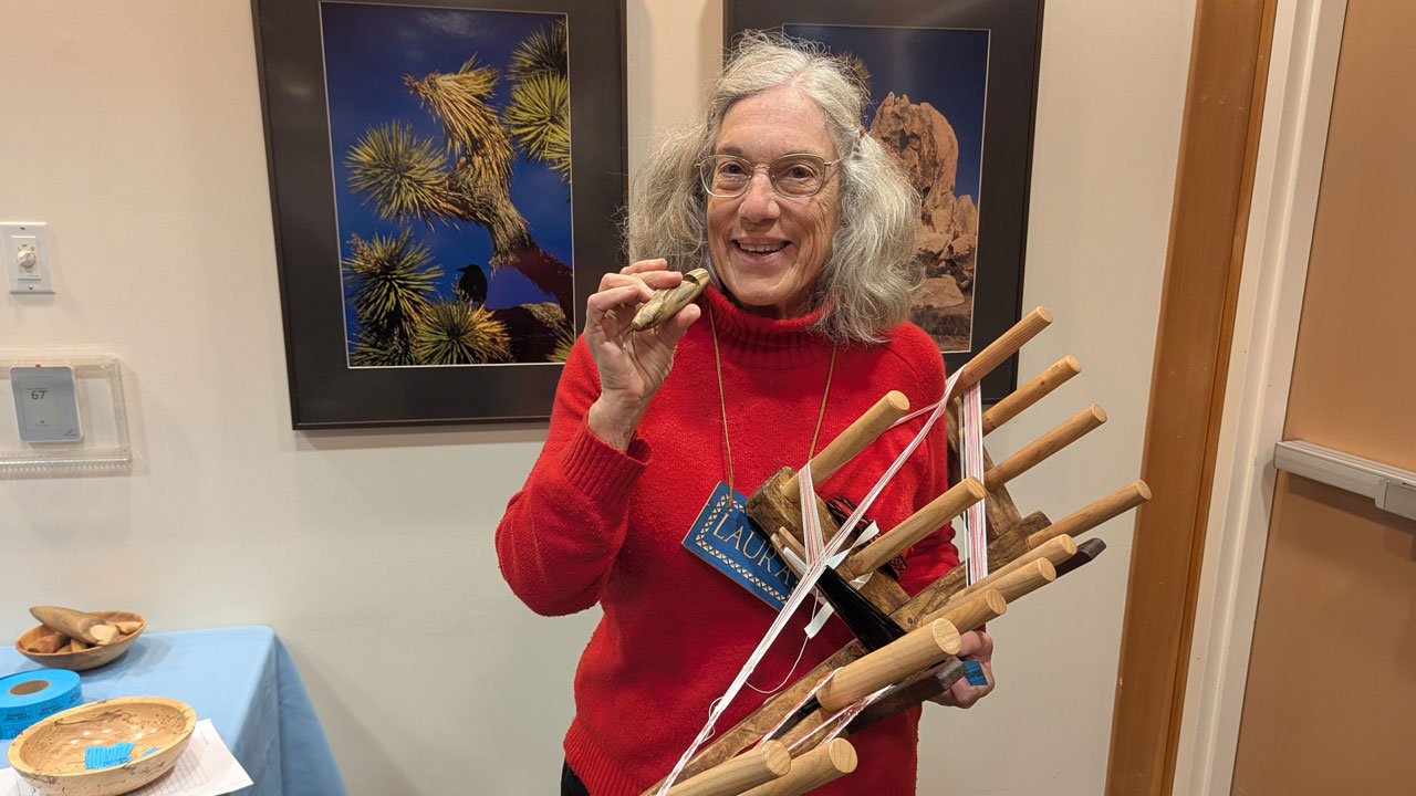 Laura Rhodes turned a whistle and Inkle loom pegs