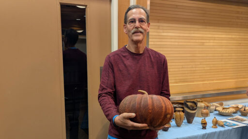 Kelly Smith turned and carved a pumpkin