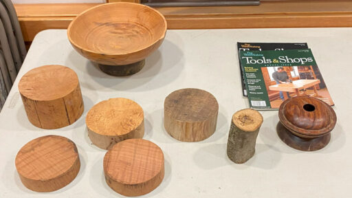 Participation prizes: woodturning blanks and two magazines.