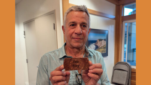 Bob Bley turned his nametag from lacewood.