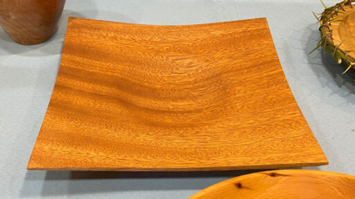 David turned a square platter from mahogany