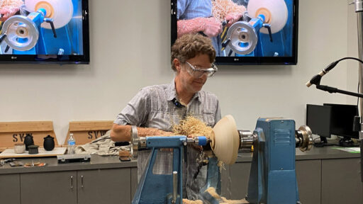 Mark Gardner turns a bowl