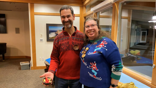 Chip received a turned bowl with chocolate from Angela