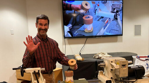 Chip showed a homemade vacuum chuck.