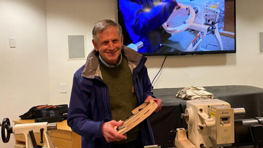 Tom presented a woodturning chucking option.
