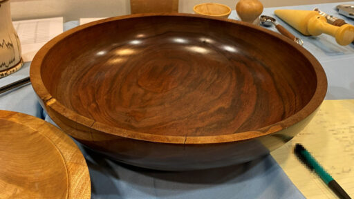 A large walnut bowl turned by Daniel Saal