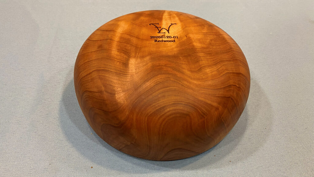 Bottom of the calabash bowl. It is signed by Edgar using a laser engraver.