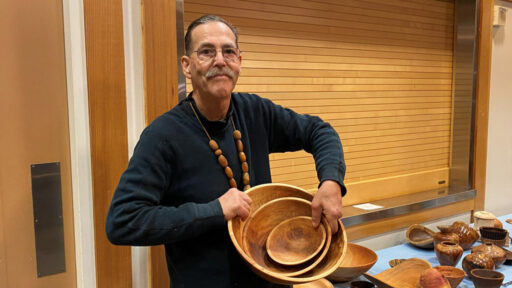 Kelly Smith used a coring system to turn three nested bowls.
