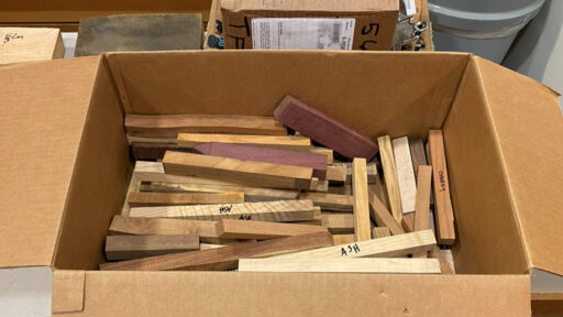 Pen blanks for spindle turning to make pens and finials.