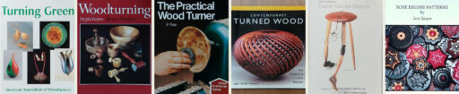A collage of six woodturning book covers.