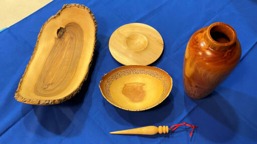 Woodturning projects: bowls, a vase, and an icicle ornament.