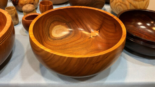 A large bowl with an inlay in the shape of a turtle, turned by Dennis Lillis.