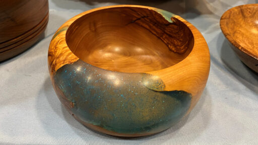 A bowl with epoxy sides turned by Tom Nagy.
