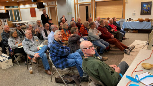 Attendees of the WBW sphere turning demonstration on February 18, 2026. The photo was taken for the woodturners newsletter.