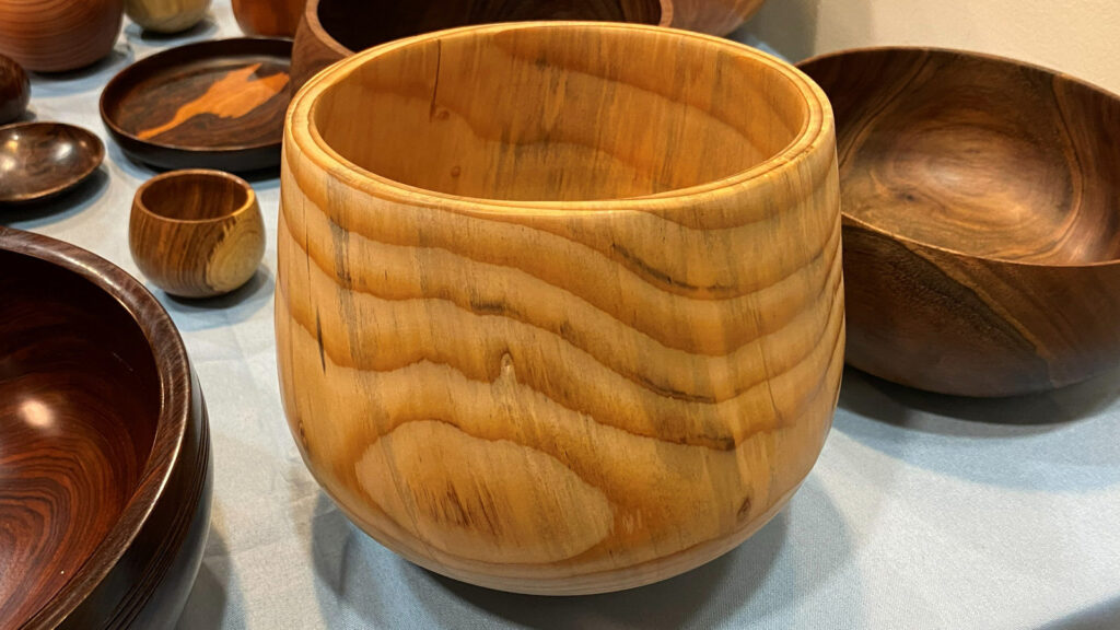 A calabash bowl turned from unknown wood by Ed Howes.