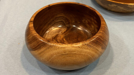 A small calabash bowl turned from olive wood by Joe Martinka.