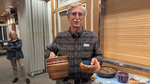 Tom Gay is showing his recent woodturning items.