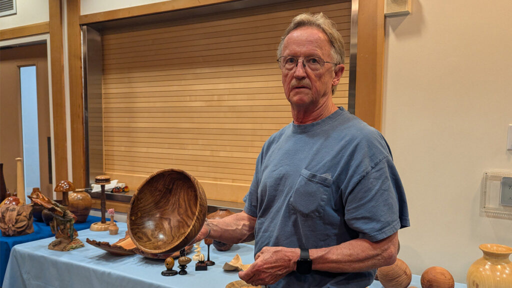 Tom is holding a turned bowl
