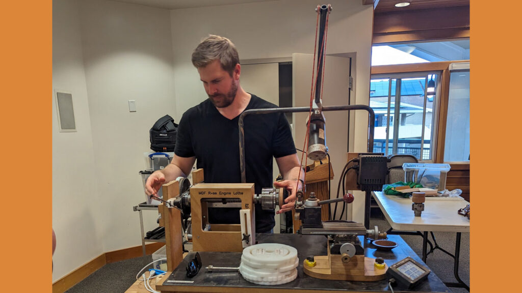 Brand Bond setting up his MDF Rose Engine Lathe