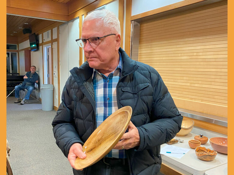 Don shows a large wooden platter with exceptional shiny finish